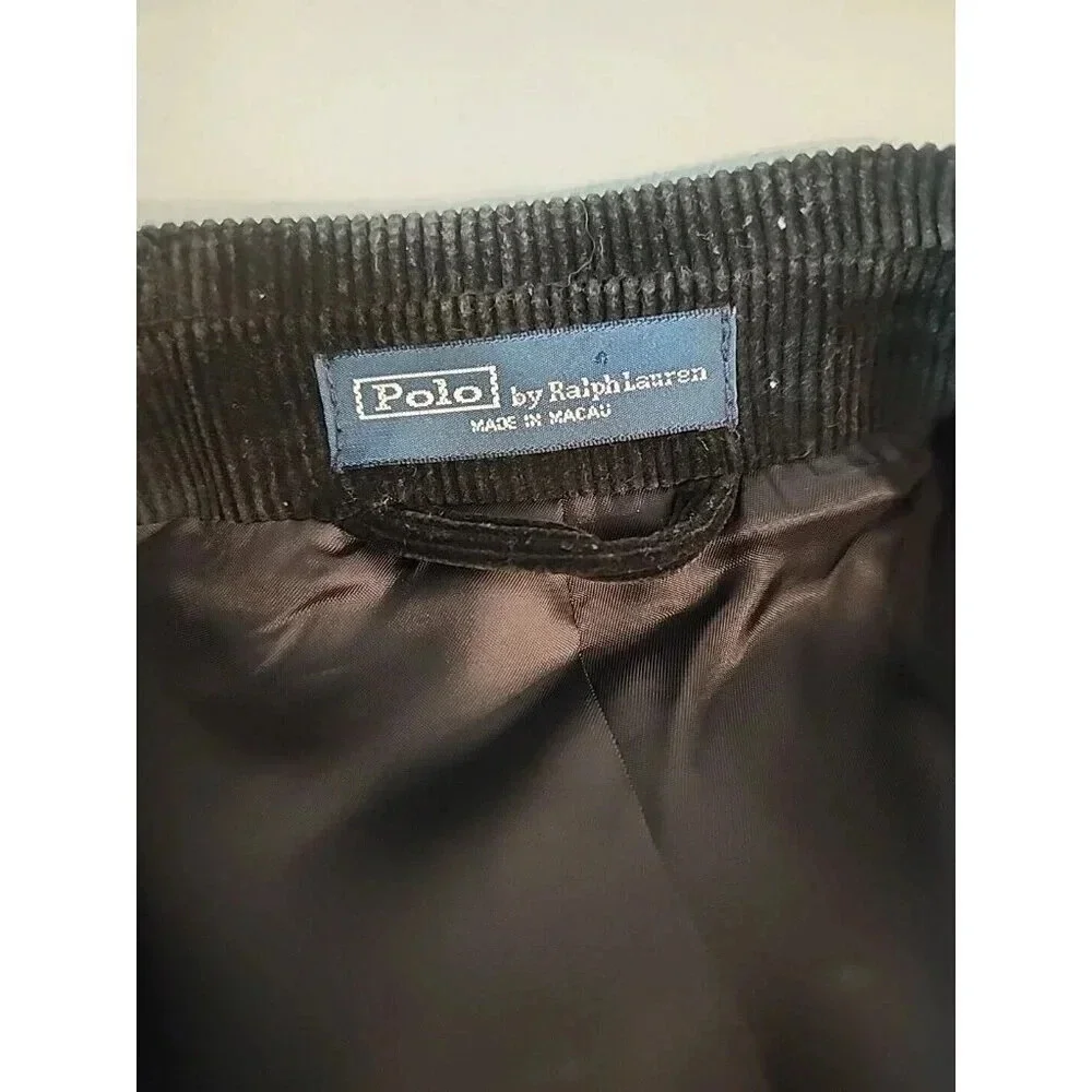 Polo Ralph Lauren Men's Corduroy Blazer 3 Button Black Sz 44 L Long 100% Cotton